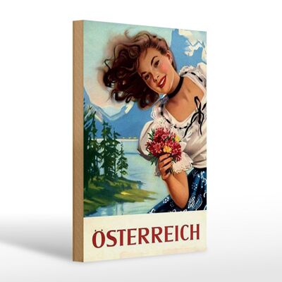 Holzschild Pin Up 20x30cm Österreich alpen Urlaub Frau