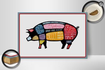 Panneau en bois boucher 30x20cm Shwein coupe la viande de porc 2