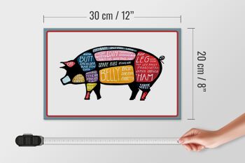 Panneau en bois boucher 30x20cm Shwein coupe la viande de porc 4