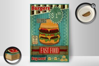 Panneau en bois nourriture 20x30cm fast food Burgers acheter maintenant wifi 2