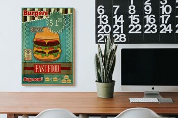 Panneau en bois nourriture 20x30cm fast food Burgers acheter maintenant wifi 3