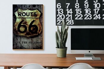 Panneau en bois rétro 20x30cm route 66 sentez la liberté 3