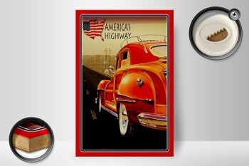 Panneau en bois voiture 20x30cm voiture vintage America's Highway USA 2