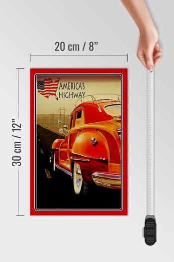 Panneau en bois voiture 20x30cm voiture vintage America's Highway USA 4