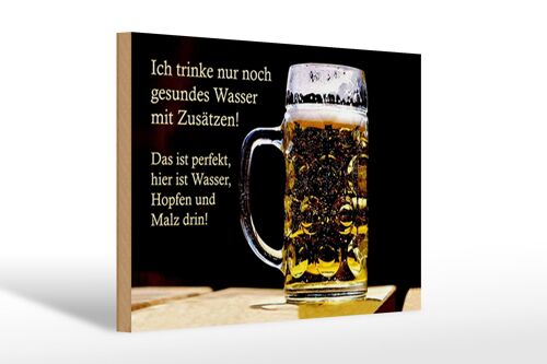 Holzschild Spruch 30x20cm trinke nur gesundes Wasser Bier