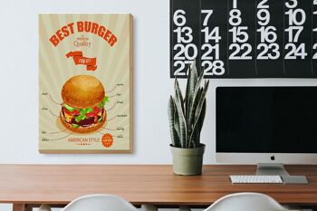 Panneau en bois alimentaire 20x30cm Best Burger style américain 3