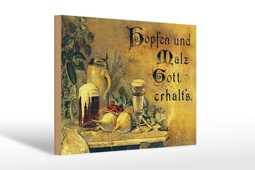 Holzschild Spruch 30x20cm Hopfen und Malz Gott erhalt´s