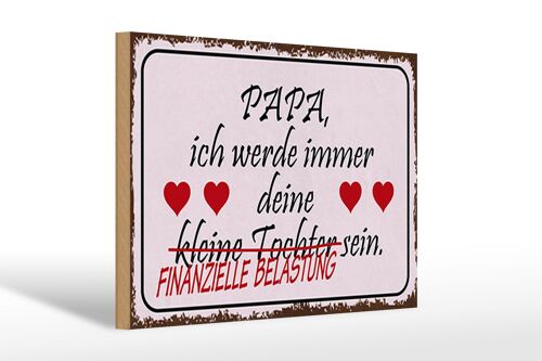 Holzschild Spruch 30x20cm Papa deine Tochter Herzen