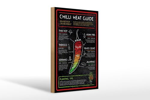 Holzschild Essen 20x30cm Chilli heat guide asian fire thai