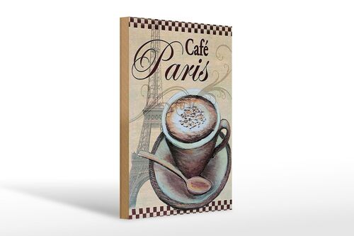 Holzschild Paris 20x30cm Eiffelturm Kaffee Tasse Cafe