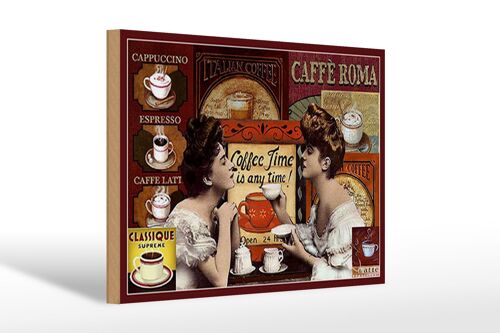 Holzschild Kaffee 30x20cm Coffee Roma ime is any time