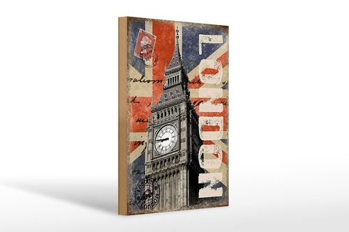 Holzschild London 20x30cm Big Ben berühmter Uhrturm