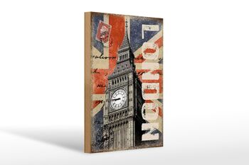 Panneau en bois Londres 20x30cm Big Ben célèbre tour de l'horloge 1