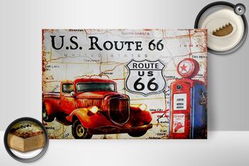 Panneau en bois rétro 30x20cm US Route 66 station service vintage 2