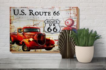 Panneau en bois rétro 30x20cm US Route 66 station service vintage 3