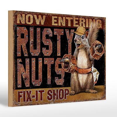 Holzschild Spruch 30x20cm Fix-it Shop rusty nuts Garage