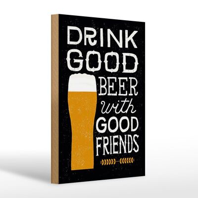 Cartel de madera 20x30cm Beber buena cerveza con amigos