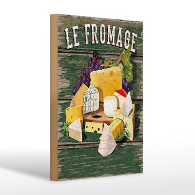 Panneau en bois alimentaire 20x30cm Le Fromage variétés de fromages Fromage