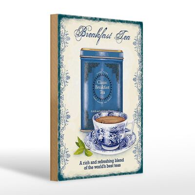 Cartel de madera té 20x30cm Classic Breakfast Tea los mejores tés