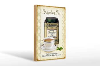 Plaque en bois thé 20x30cm Darjeeling Tea champagne des thés 1