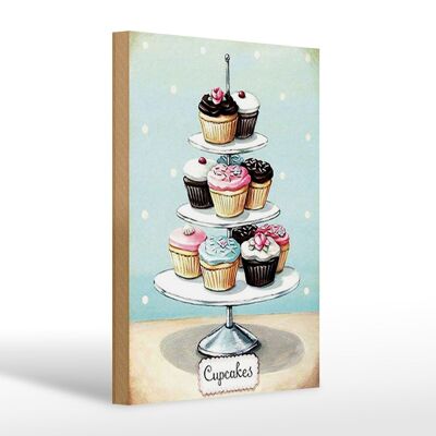 Panneau en bois bonbons 20x30cm cupcakes petits gâteaux
