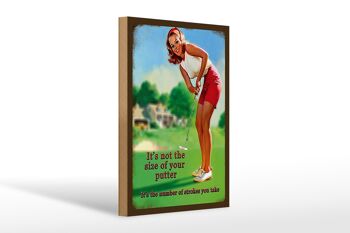 Panneau en bois Pinup 20x30cm Golf ce n'est pas la taille de ton putter 1