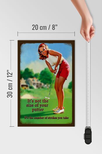 Panneau en bois Pinup 20x30cm Golf ce n'est pas la taille de ton putter 4