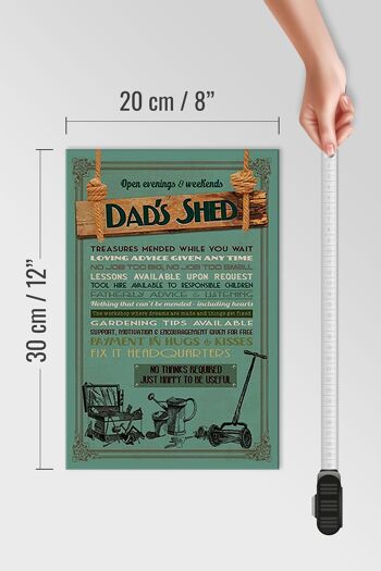 Panneau en bois indiquant 20x30cm Dad's Shed ouvert le soir le week-end 4