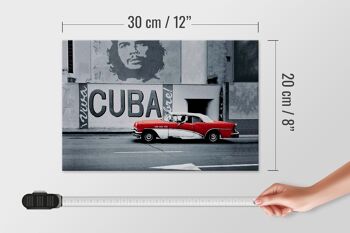 Panneau en bois disant 30x20cm Cuba Guevara voiture rouge voiture ancienne 4