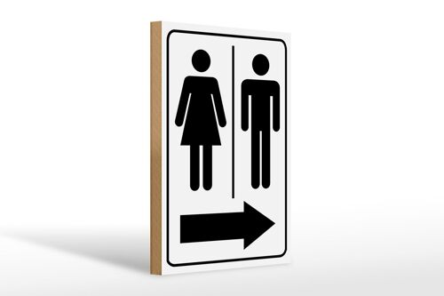 Holzschild Hinweis 20x30cm Toilettenfiguren Pfeil rechts