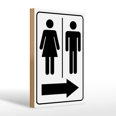 Holzschild Hinweis 20x30cm Toilettenfiguren Pfeil rechts