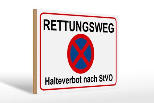 Holzschild Hinweis 30x20cm Rettungsweg Halteverbot nach StVO