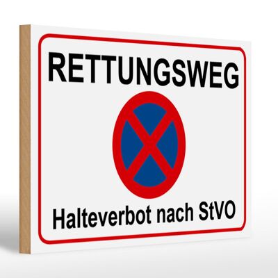 Holzschild Hinweis 30x20cm Rettungsweg Halteverbot nach StVO