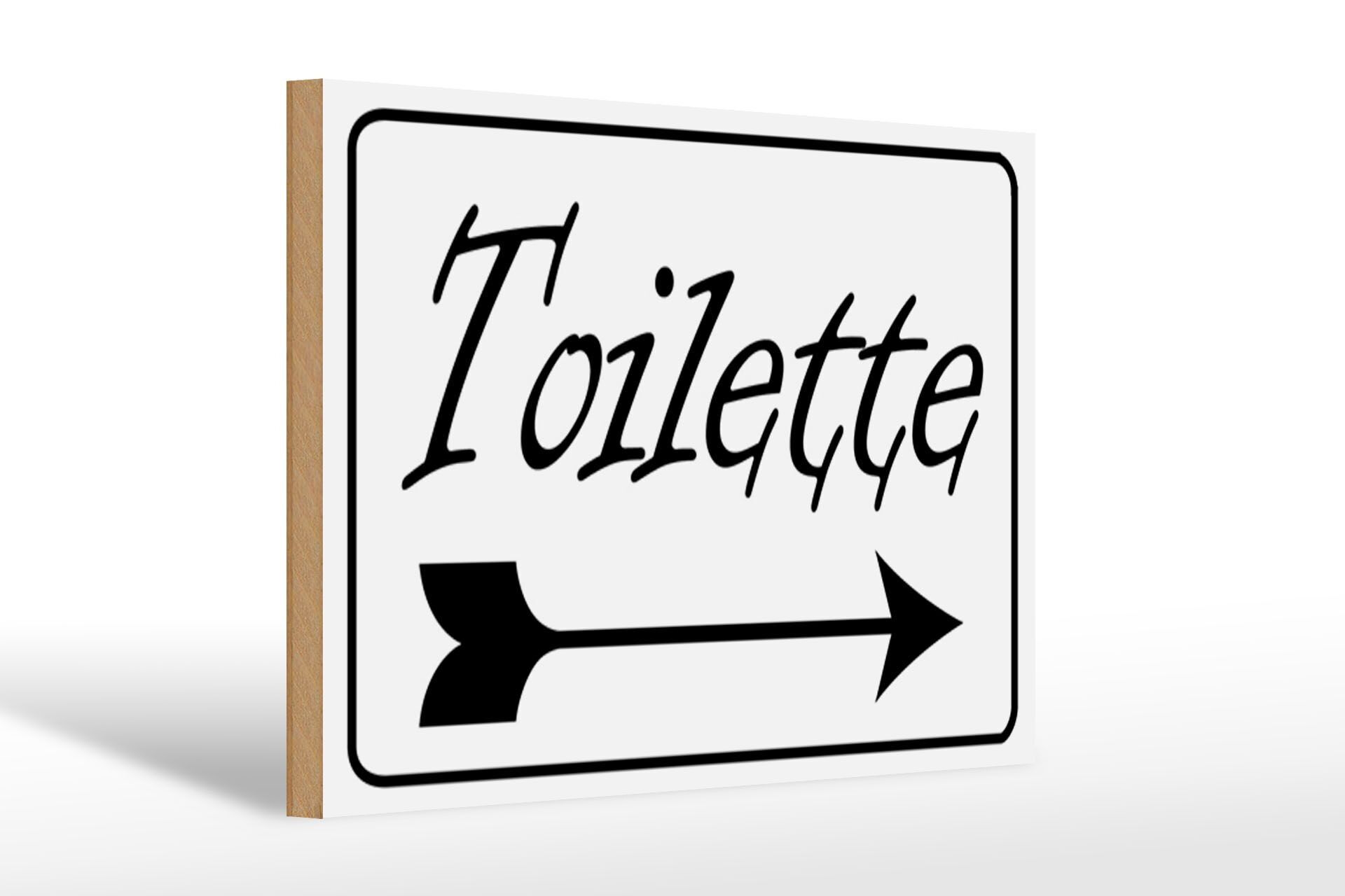 Cartello in legno avviso WC 30x20cm freccia destra