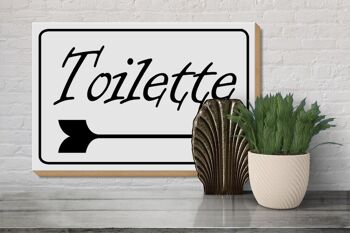 Panneau bois avis 30x20cm toilette flèche droite 3