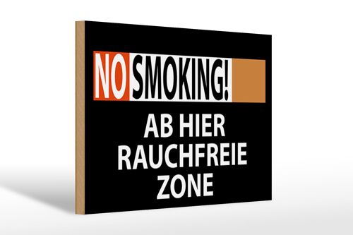 Holzschild Hinweis 30x20cm No Smoking Rauchfreie Zone