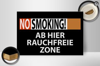 Panneau en bois 30x20cm Interdiction de fumer Zone sans fumée 2