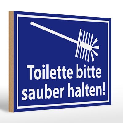 Cartello in legno con scritta 30x20 cm Si prega di tenere pulita la toilette