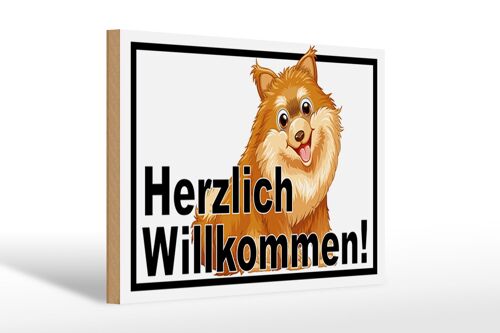 Holzschild Spruch 30x20cm Herzlich Willkommen Hunde