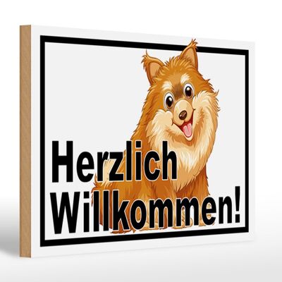 Holzschild Spruch 30x20cm Herzlich Willkommen Hunde