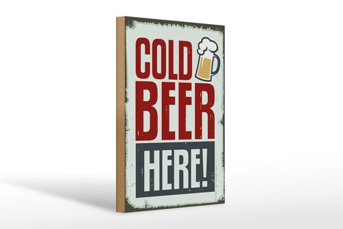 Holzschild 20x30cm Cold beer here Bier