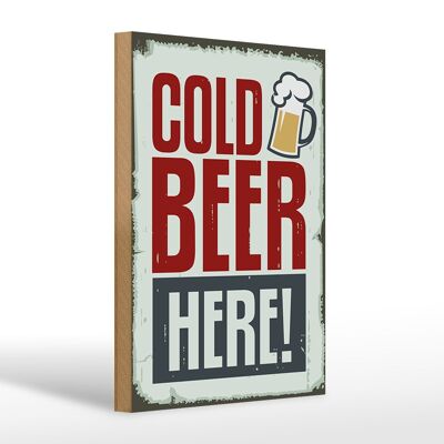 Holzschild 20x30cm Cold beer here Bier