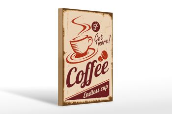 Panneau en bois rétro 20x30cm Café Tasse de café sans fin 1