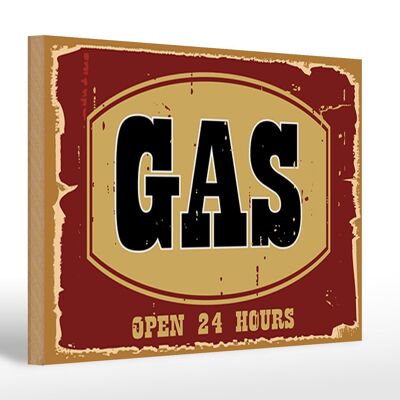 Holzschild Hinweis 30x20cm GAS open 24 hours