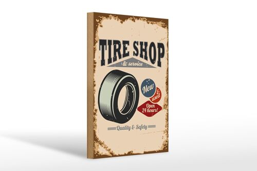 Holzschild Retro 20x30cm Tire Shop Reifen Service