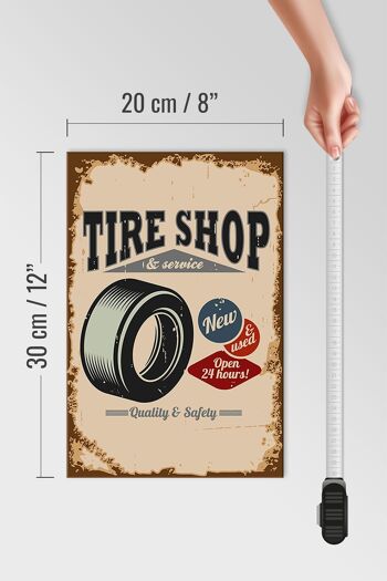 Panneau en bois rétro 20x30cm Tire Shop Tire Service 4