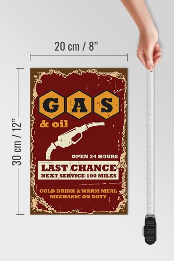 Panneau en bois rétro 20x30cm Gaz et Pétrole Dernière chance 4