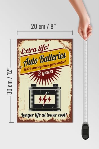 Panneau en bois rétro 20x30cm Batteries de voiture Extra Life 4