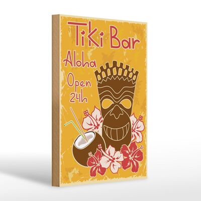 Cartel de madera 20x30cm Tiki Bar Aloha Hawaii