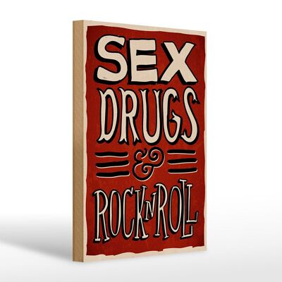 Cartello in legno con scritta 20x30 cm Droghe sessuali Rock n Roll